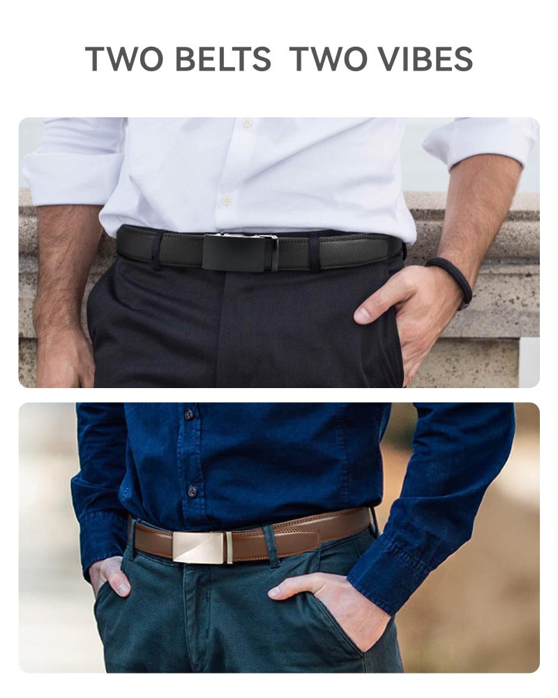 CHAOREN Leather Ratchet Belt Men 2 Pack - Customizable Fit, Effortless Style (35mm) - Image 4